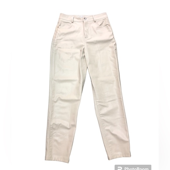 Zara Denim - Zara Women’s Pants Jean Style Faux Leather Gold Button & Trim Buttery Soft